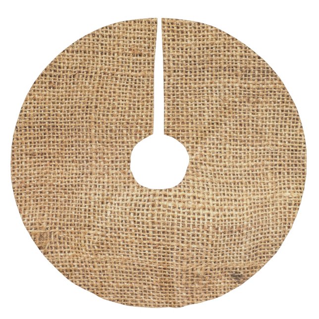 Brauner Burlap-Sack: Texturierter Stoff Hintergrun Polyester Weihnachtsbaumdecke (Vorderseite)