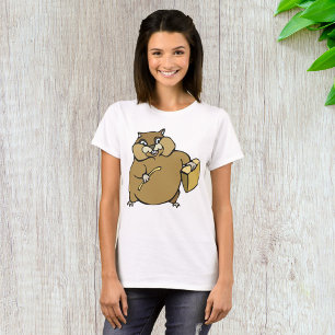 Brauner Cartoon-Hamster mit Käse T-Shirt