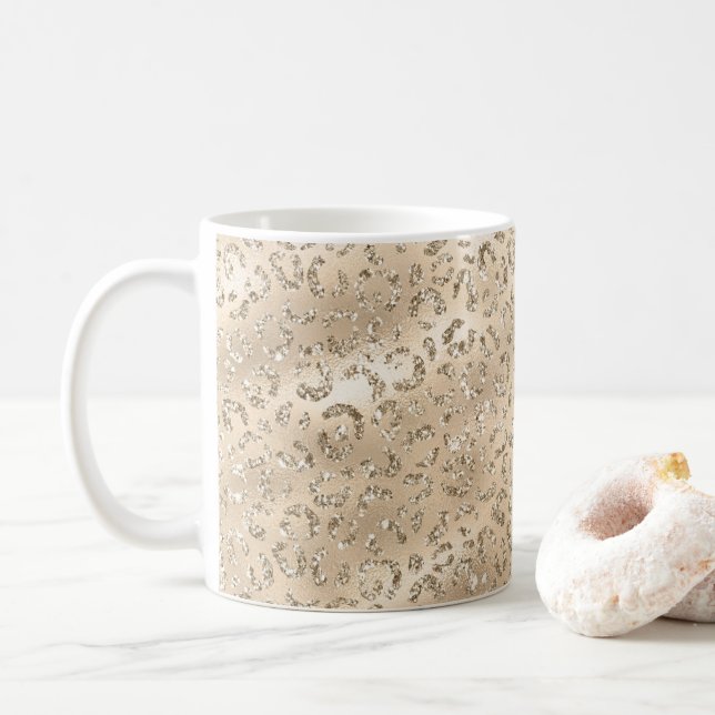 Brauner Cheetah Leopard Hautbild Tier Kaffeetasse (Mit Donut)