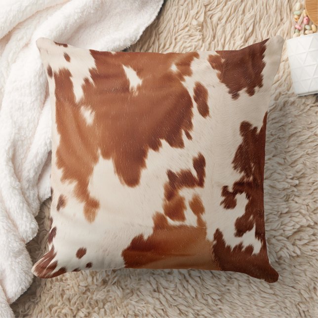Brauner Creme Cowhide Western Kissen (Decke)