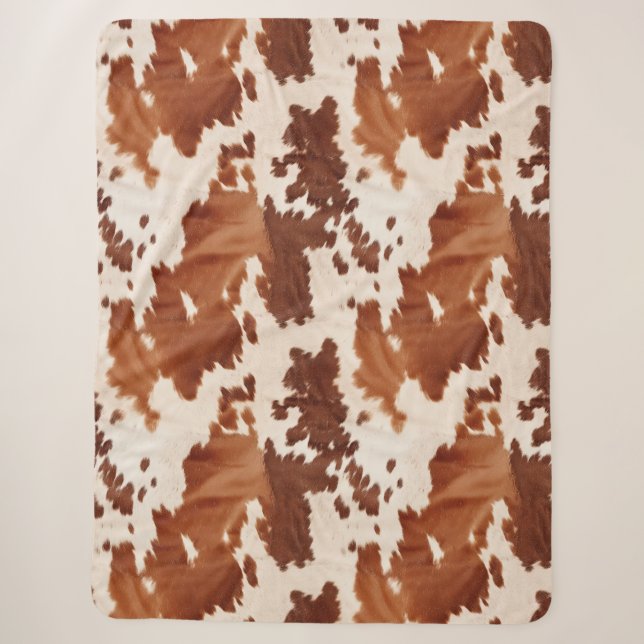 Brauner Creme Cowhide Western Sherpadecke (Vorderseite)