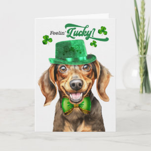 Brauner Dachshund Hund fühlt sich am St. Patrick's Feiertagskarte