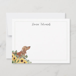 Brauner Dachshund Sonnenblume Eukalyptus Personali Mitteilungskarte