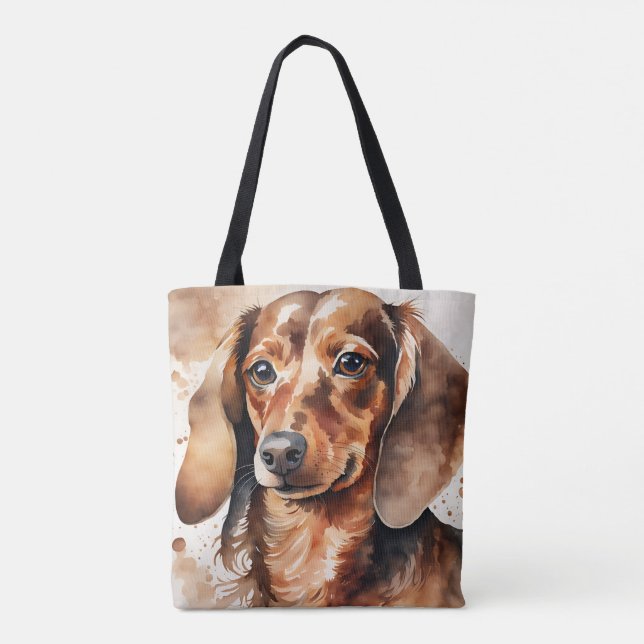 Brauner Dachshund  Tasche (Rückseite)