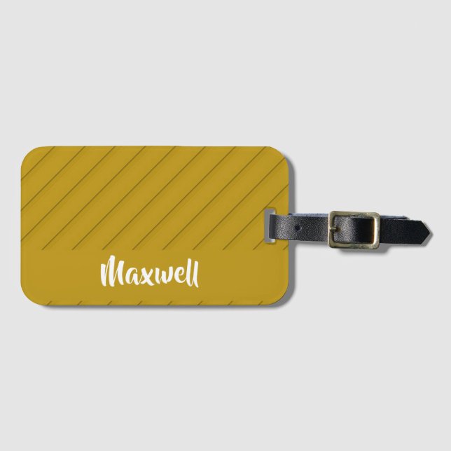 Brauner diagonaler Kunststoff-texturierter individ Gepäckanhänger (Vorderseite (Horizontal))