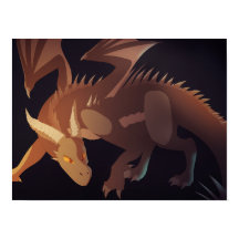 Brauner Drache Fantasy Art Poster