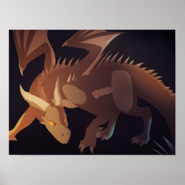 Brauner Drache Fantasy Art Poster