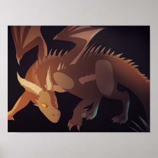 Brauner Drache Fantasy Art Poster
