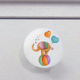 Brauner Elefant whimsy Aquarellzirkus vor der Tür Keramikknauf