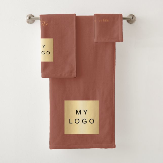 Brauner Erde Gold Firmenlogo Badhandtuch Set (Insitu)