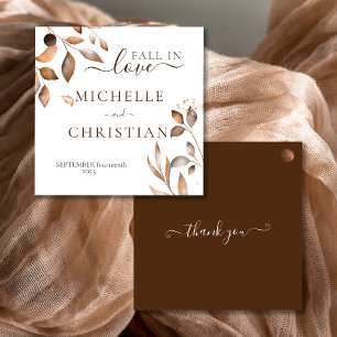 Brauner Fall in Liebe Herbstdutenhochzeit Geschenkanhänger
