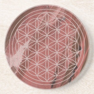 Brauner Flower of Life Untersetzer Heilige Geome