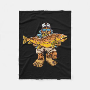 Brauner Forellenfluss Fischerei Bigfoot Jagd Fisch Fleecedecke