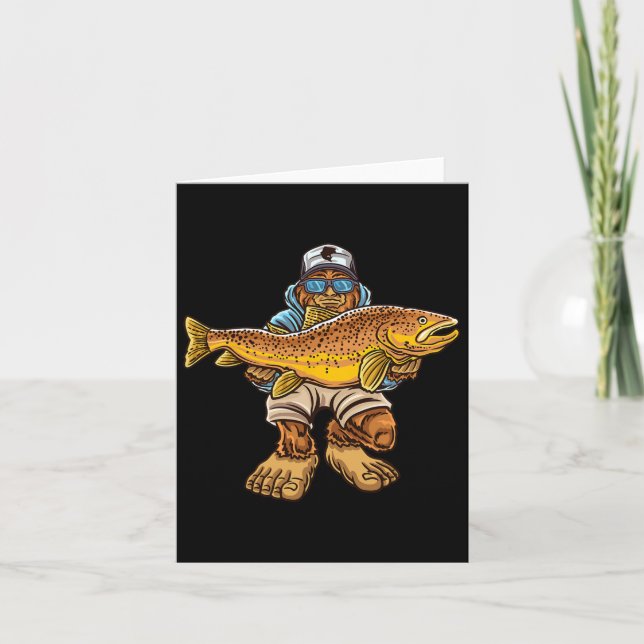 Brauner Forellenfluss Fischerei Bigfoot Jagd Fisch Karte (Vorderseite)