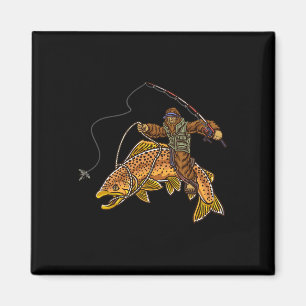Brauner Forellenfluss Fischerei Bigfoot Jagd Fisch Magnet