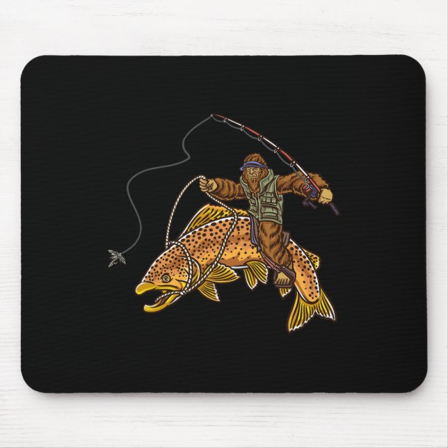 Brauner Forellenfluss Fischerei Bigfoot Jagd Fisch Mousepad (Vorne)