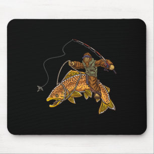 Brauner Forellenfluss Fischerei Bigfoot Jagd Fisch Mousepad