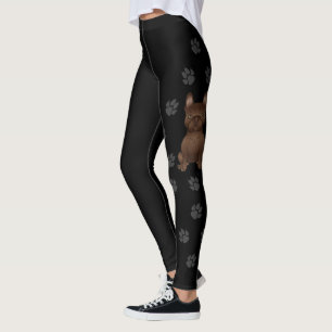 Brauner Französischer Bulldogge / Frenchie Cartoon Leggings