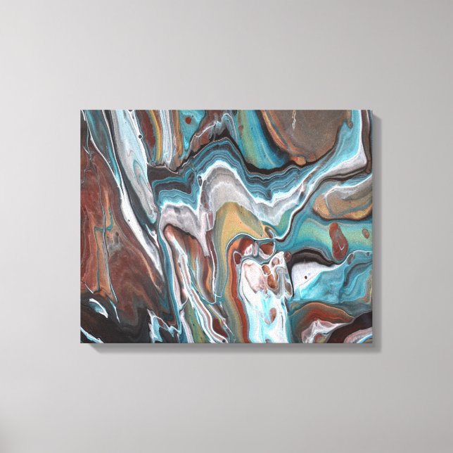 Brauner Geode Strichen Moderne Wirbel Fluid Leinwanddruck (Vorderseite)
