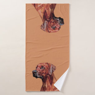 Brauner geometrischer Hund auf Braun Badhandtuch Set