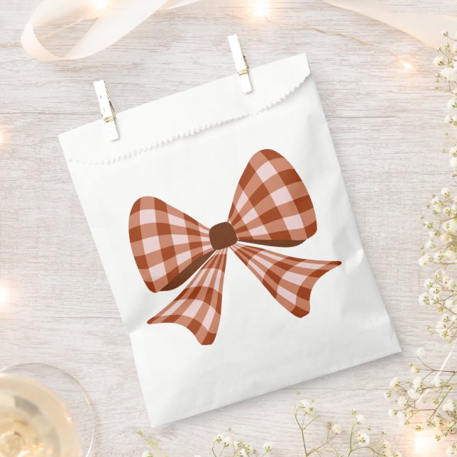Brauner Gingham-Bogen Geschenktütchen (Ausgeschnitten)