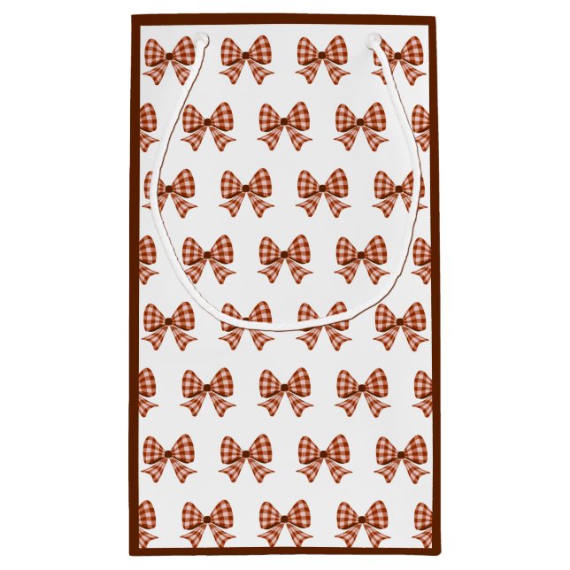 Brauner Gingham-Bogen Kleine Geschenktüte (Rückseite)