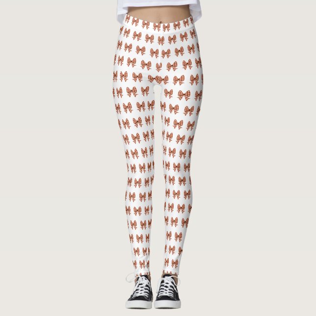 Brauner Gingham-Bogen Leggings (Vorderseite)