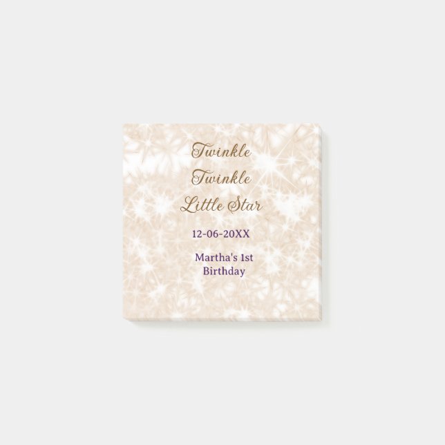 Brauner Glitter Zwinkern Zwinkern kleiner Stern Ge Post-it Klebezettel (Vorderseite)
