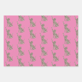 Brauner Glitzer Streifen Geschenkpapier Set