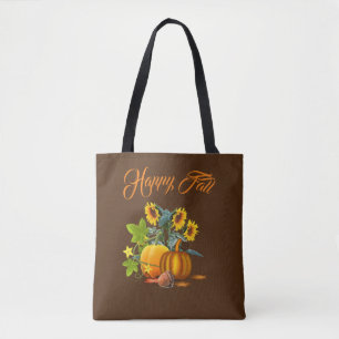Brauner Glücklicher Herbst mit Kürbis und Sonnenbl Tasche