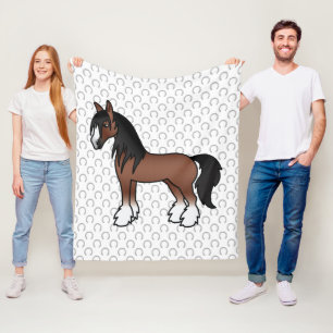 Brauner Gypsy Vanner Clydesdale Shire Cartoon Pfer Fleecedecke