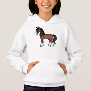 Brauner Gypsy Vanner Clydesdale Shire Cartoon Pfer Hoodie