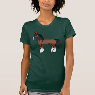Brauner Gypsy Vanner Clydesdale Shire Cartoon Pfer T-Shirt