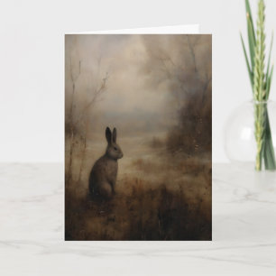 Brauner Hase Wildhase, dunkle Cottagecore, Vintage Karte
