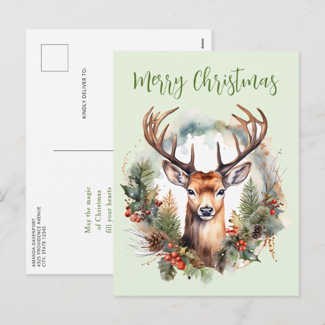 Brauner Hirsch mit Geweih Rustikales Weihnachten (Vorne/Hinten)