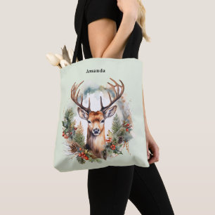 Brauner Hirsch mit Geweih Rustikales Weihnachten Tasche
