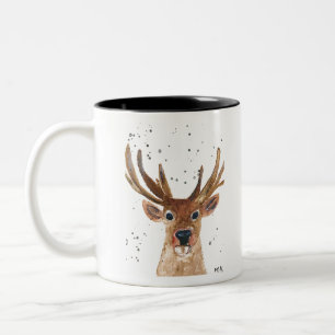 Brauner Hirschhirsch Tier Wasserfarbe Wildtiere Zweifarbige Tasse