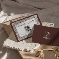 Brauner Hochzeits-QR-Code im altmodischen Stil