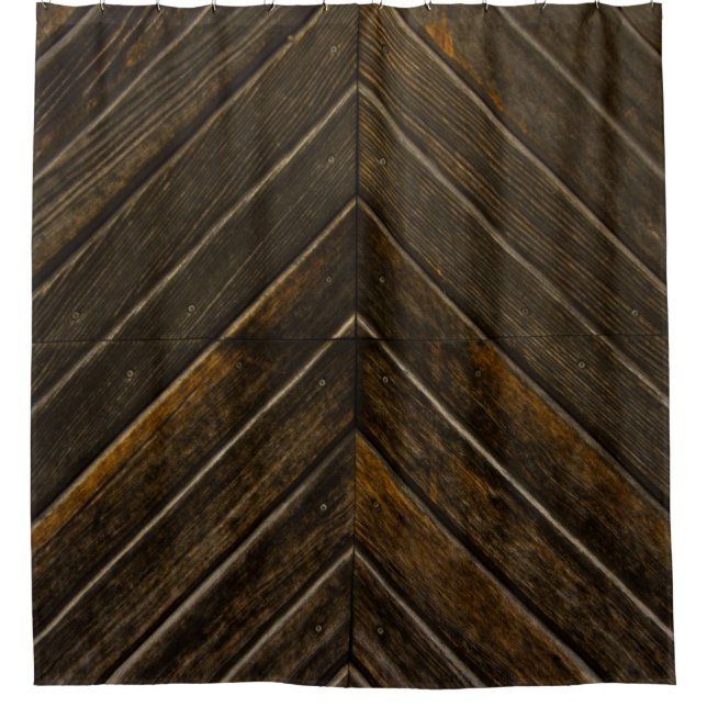 Brauner Holzrahmen Duschvorhang (Vorderseite)
