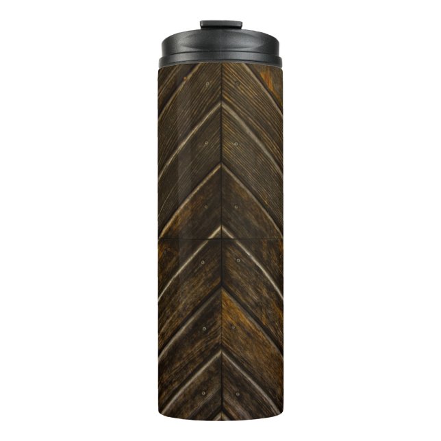 Brauner Holzrahmen Thermosbecher (Vorderseite)