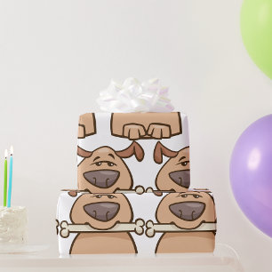 Brauner Hund mit einem Knochenwaschpapier Geschenkpapier