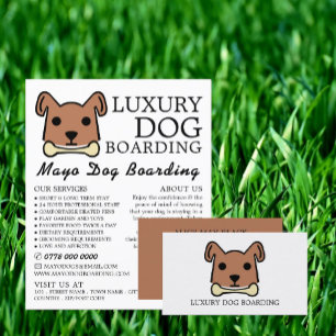 Brauner Hund mit Knochen, Hundepension, Werbung Flyer