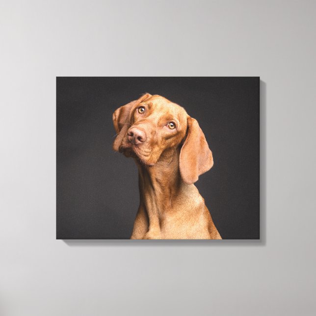 Brauner Hund mit Long Neck Leinwanddruck (Vorderseite)