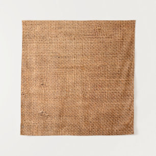 Brauner Jute-Stoffhintergrund oder Sackleinen Wandteppich