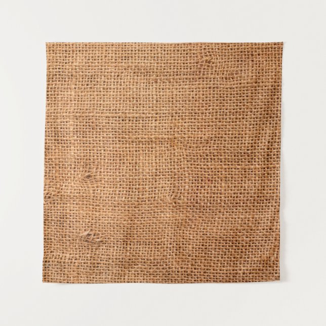 Brauner Jute-Stoffhintergrund oder Sackleinen Wandteppich (Vorderseite)