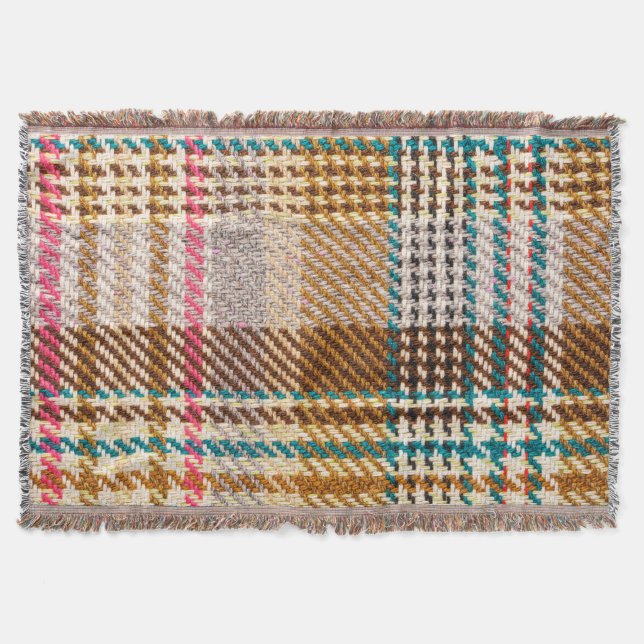 Brauner karierter Stoff, Schottische Wolle. Decke (Vorderseite)