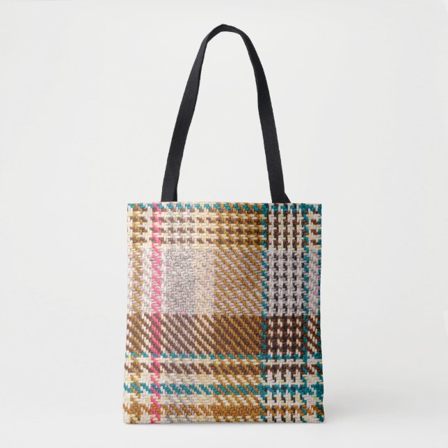 Brauner karierter Stoff, Schottische Wolle. Tasche (Vorderseite)