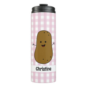 Brauner Kartoffel Custom Thermal Tumbler mit rosa  Thermosbecher