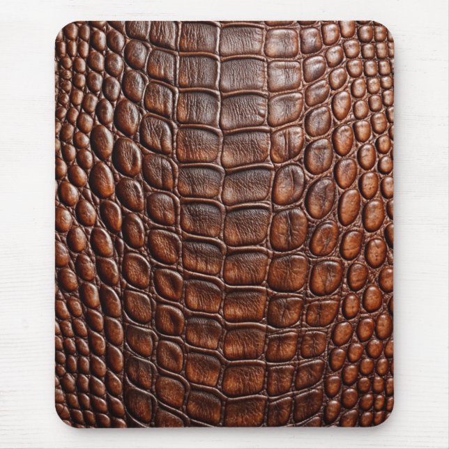 Brauner Krokodil Alligator Imitate Lederdrucken Mousepad (Vorne)
