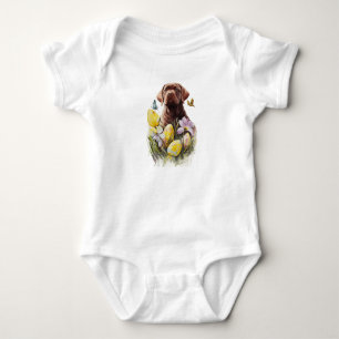 Brauner Lab Welpe mit Blumen Baby Strampler